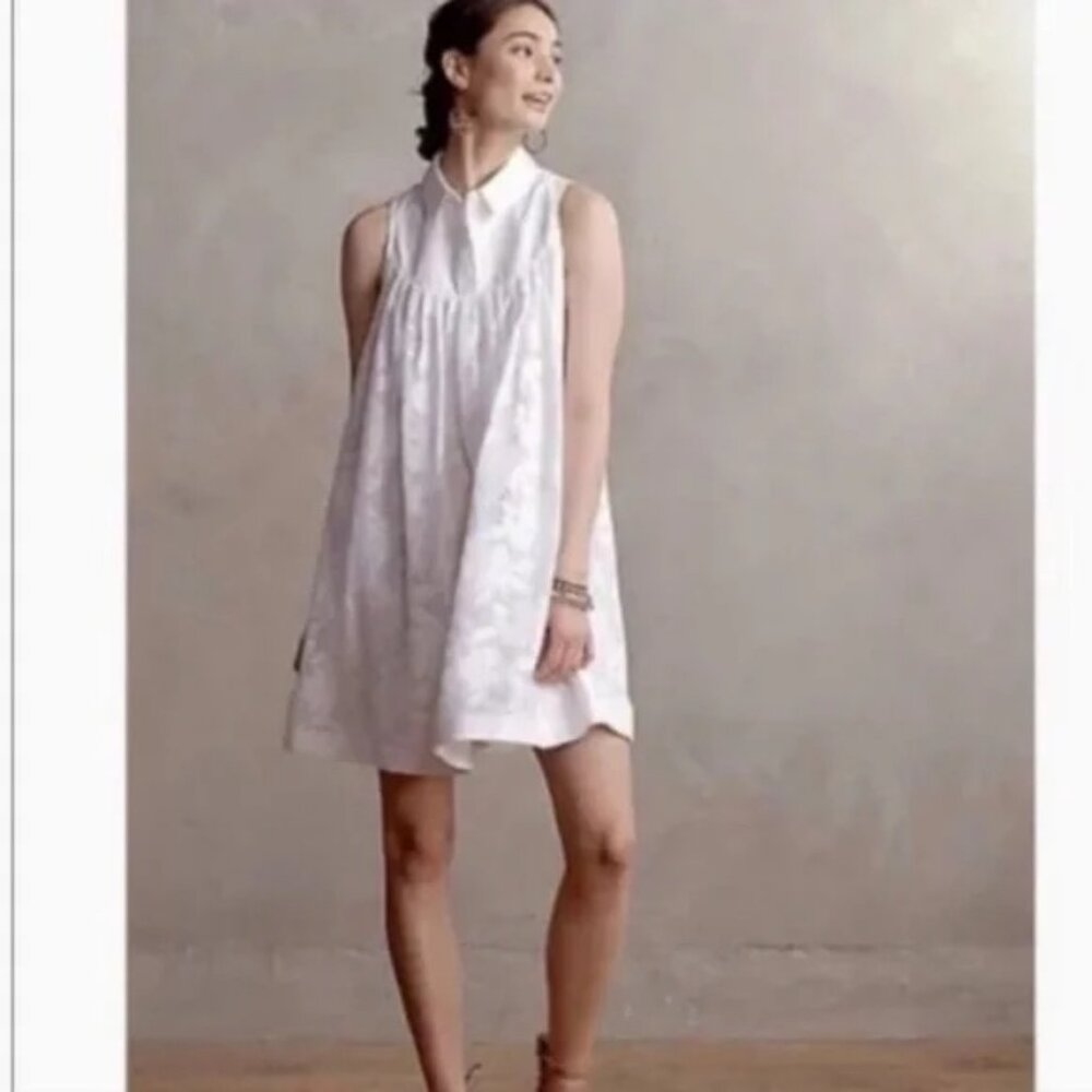 NWOT Anthropologie HD in Paris White Lace Poplin Swing Dress size XS - Picture 2 of 7